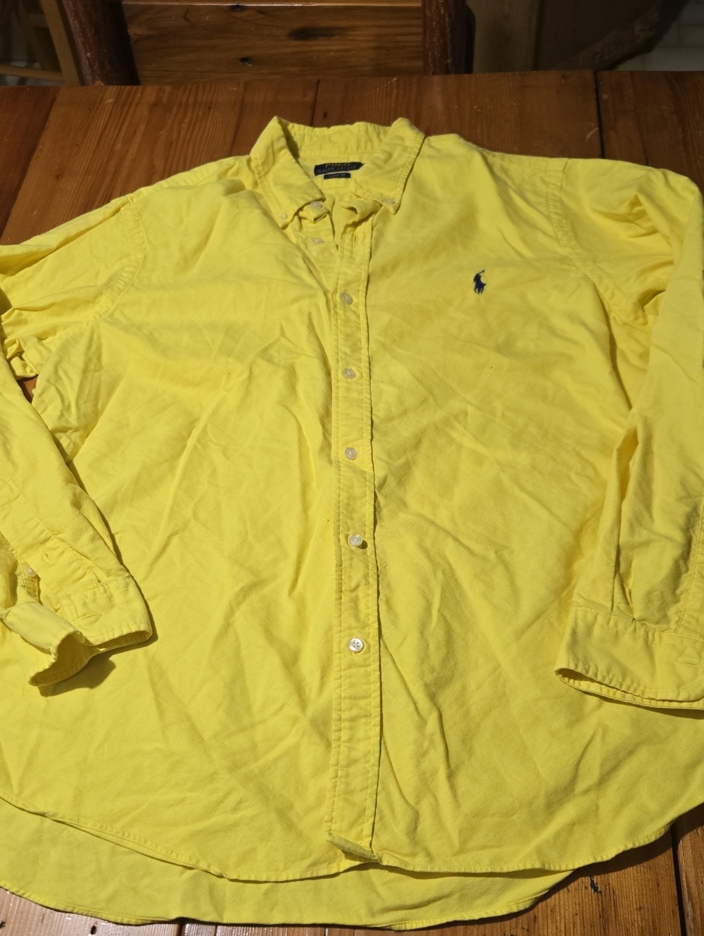 PolovRalph Lauren Bright Yellow Long-Sleeve Button-Down Shirt Sz Xl